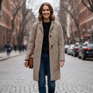 Anthropologie Cartonnier Sz XS Leopard Metallic Relaxed Coat